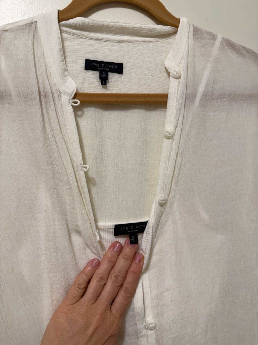 rag & bone Ivory Button-Front Lightweight Dress - Picture 2 of 5